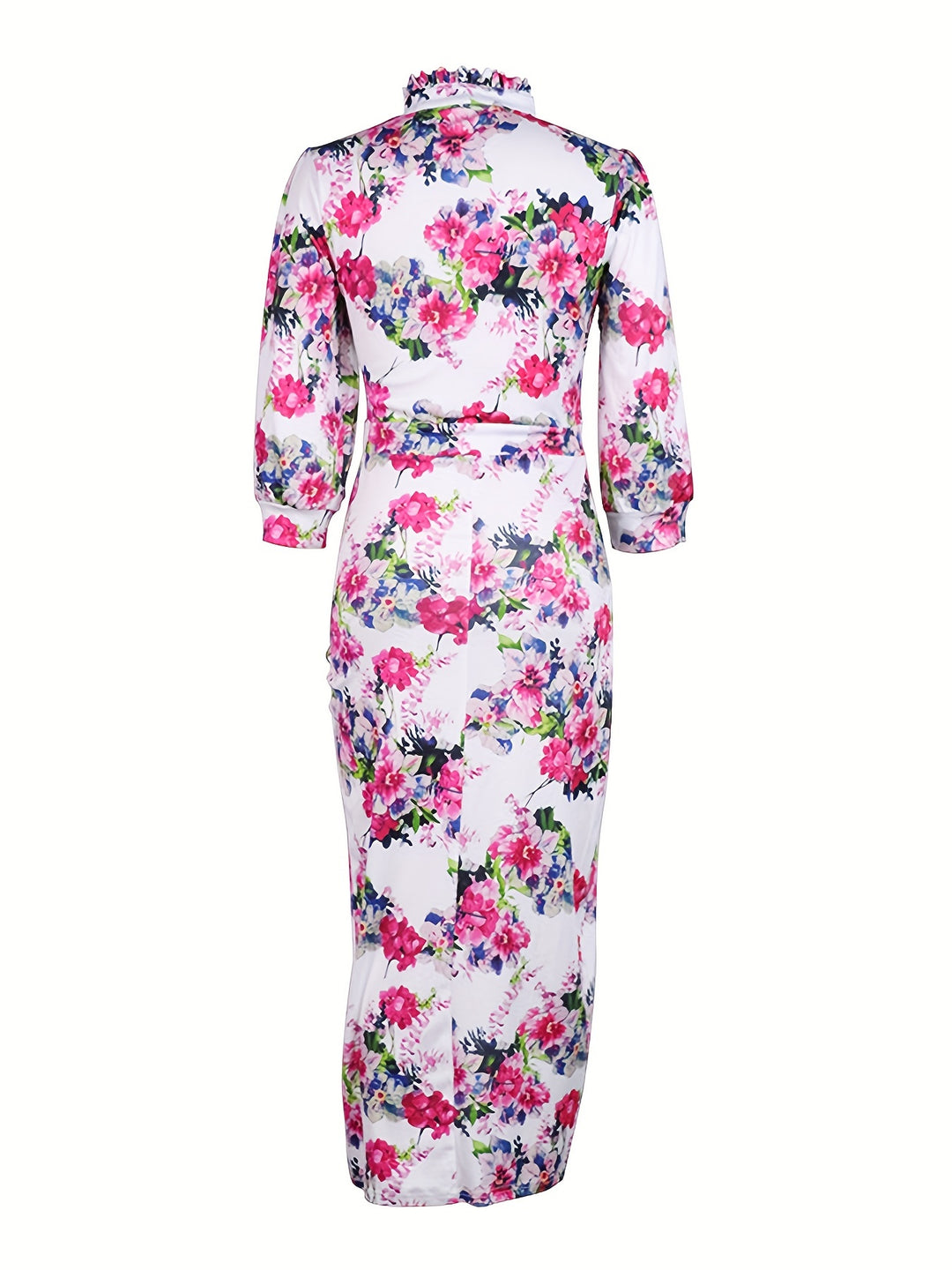 Elegant Floral Column Dress with Cutout