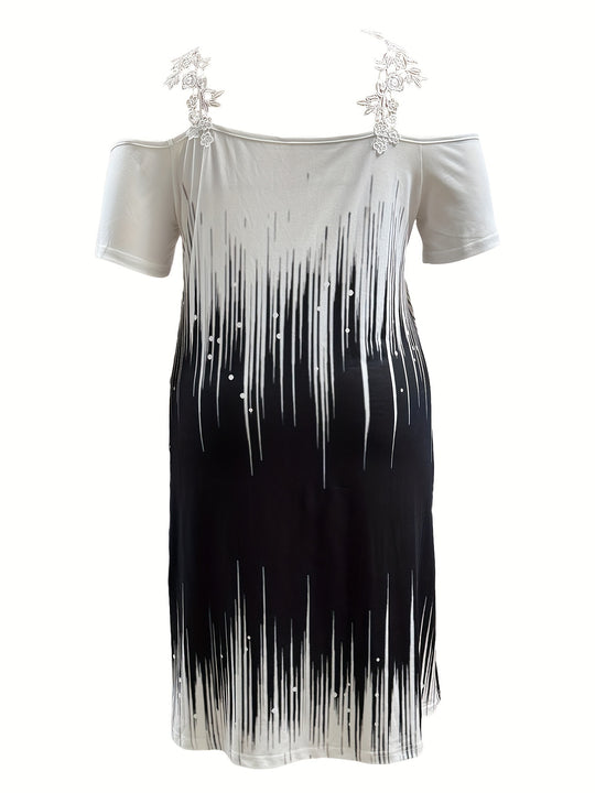 Casual Gradient Cold Shoulder Mini Dress
