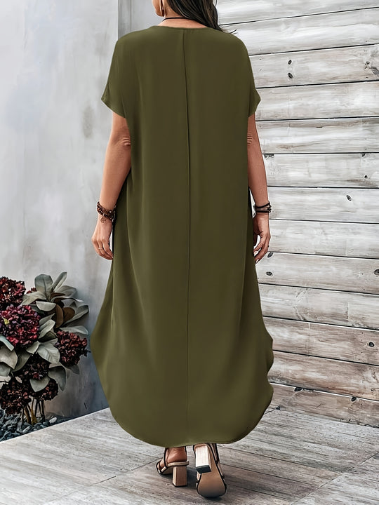 Casual Oversized V-Neck Summer Midi Dress