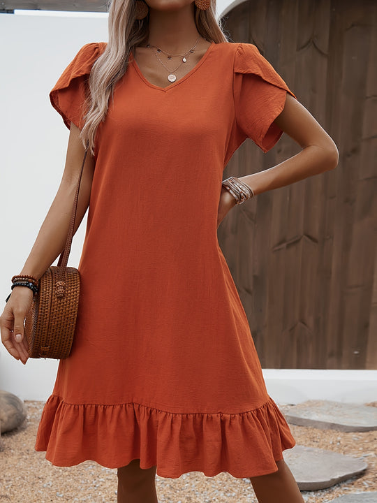 Bohemian Flutter Sleeve Tiered Mini Dress
