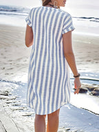 Striped Button-Down Shirt Dress