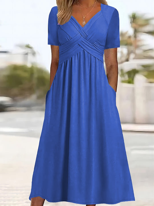 Casual V-Neck Pocket Maxi Dress
