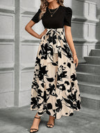 Puff Sleeve Floral Tie Waist Maxi Dress