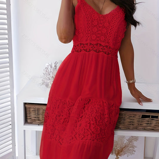 Summer Bohemian Sleeveless Spaghetti Strap Lace Dress
