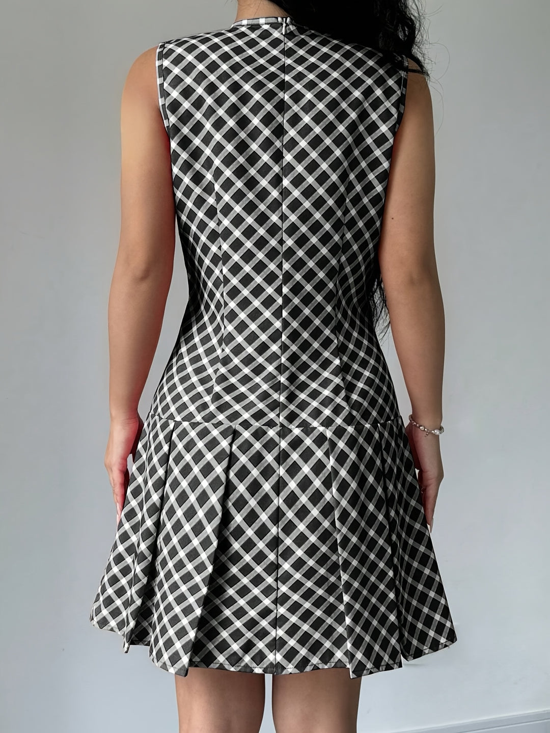 Casual Plaid Drop Waist Mini Dress