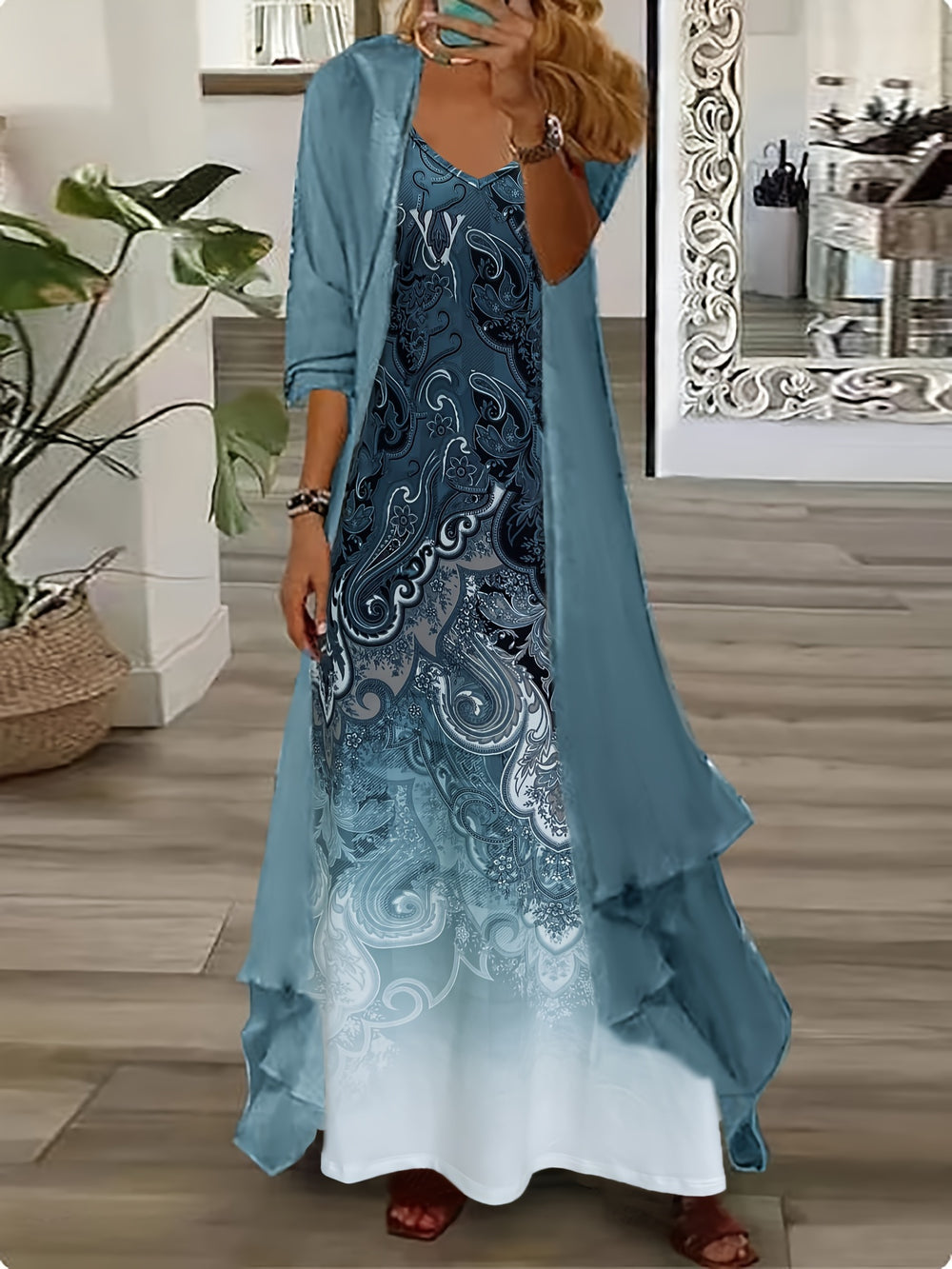 Blue Ombre Paisley Two Piece