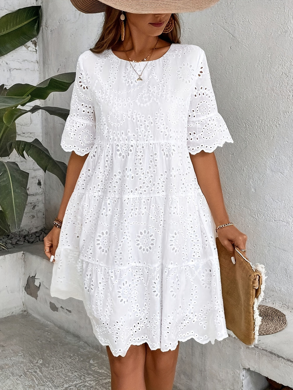 Boho Short Sleeve Embroidered Summer Dress