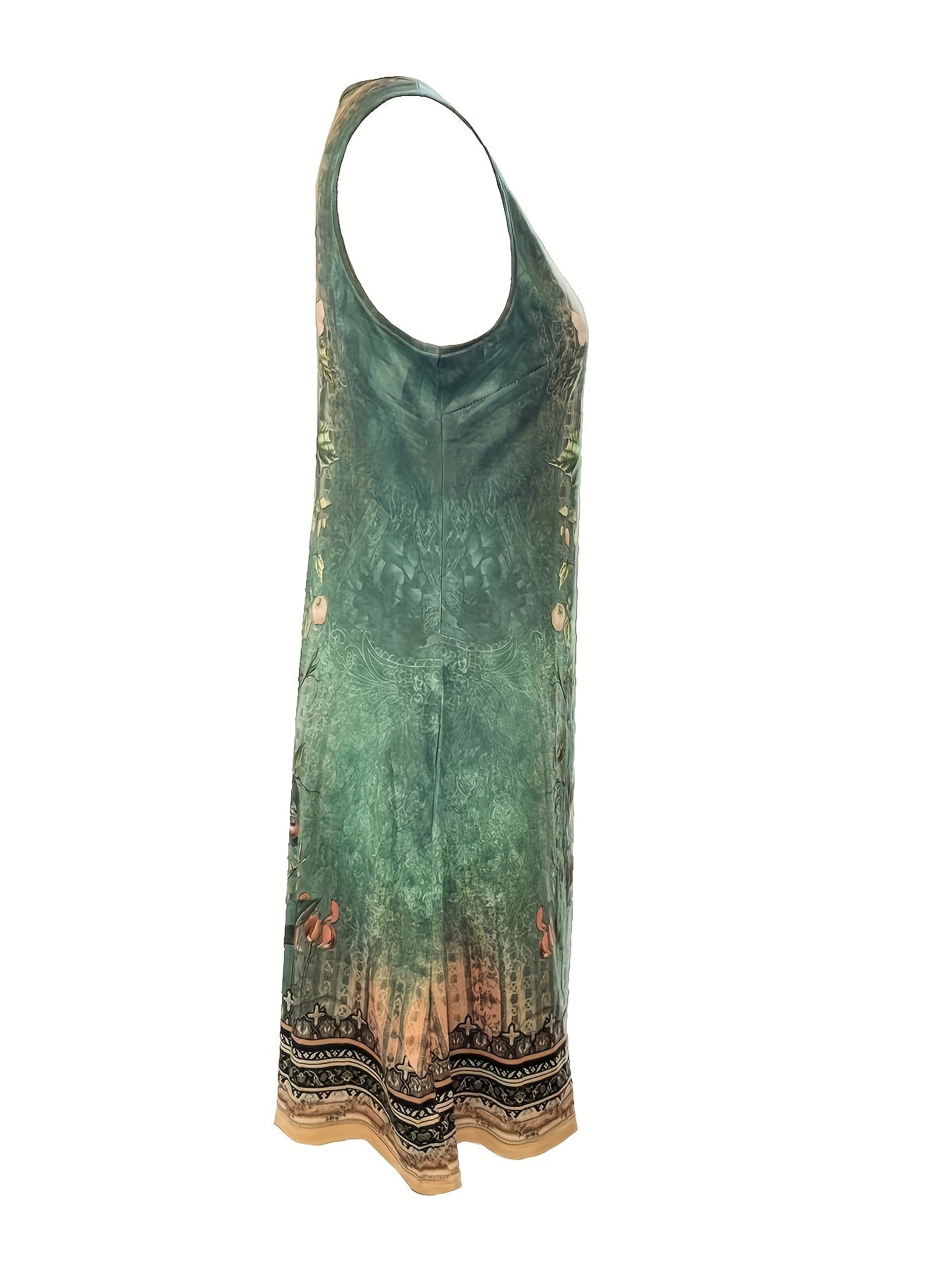Vintage Floral V-Neck Button Shift Dress