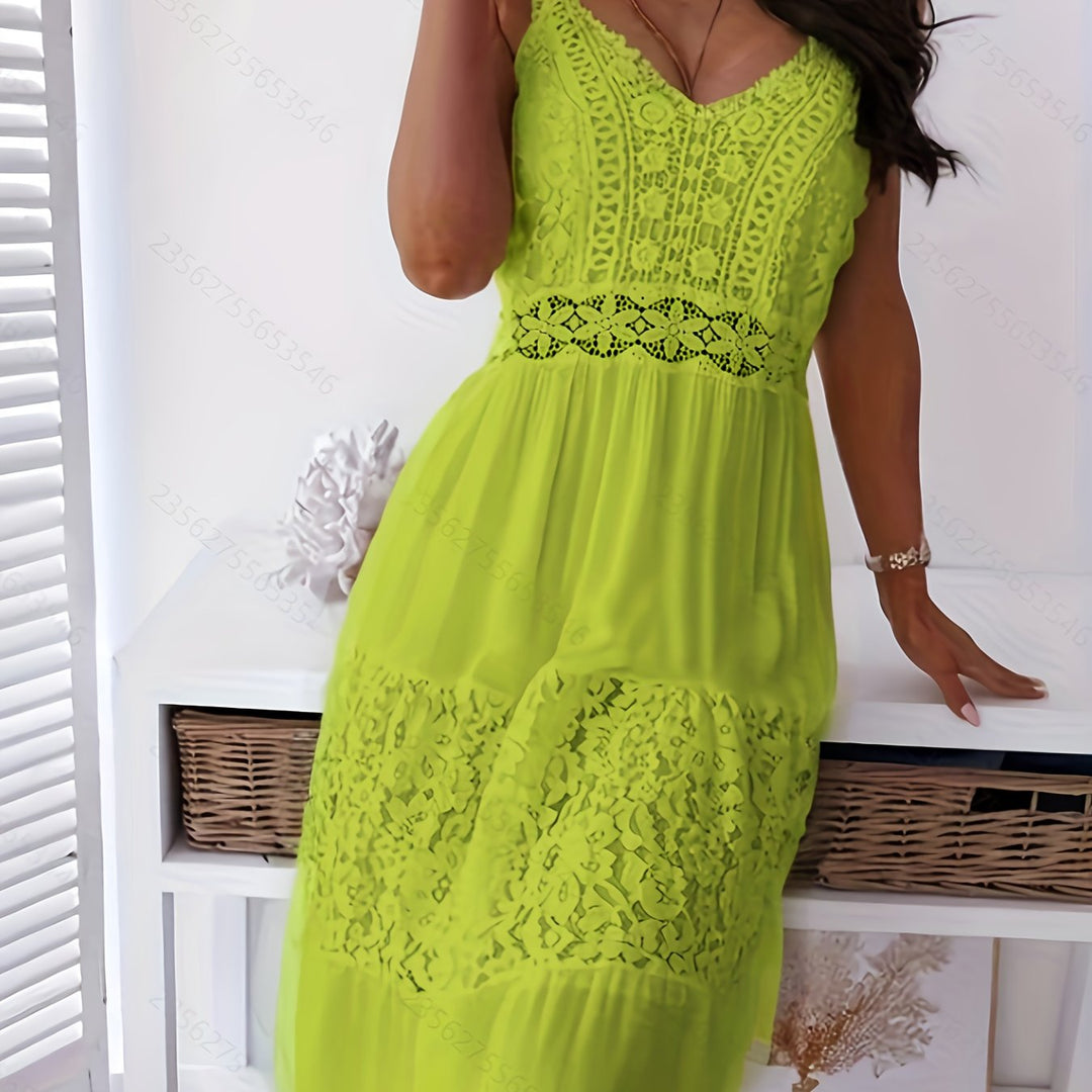 Summer Bohemian Sleeveless Spaghetti Strap Lace Dress