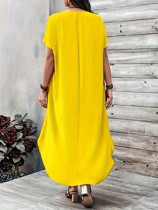 Casual Oversized V-Neck Summer Midi Dress