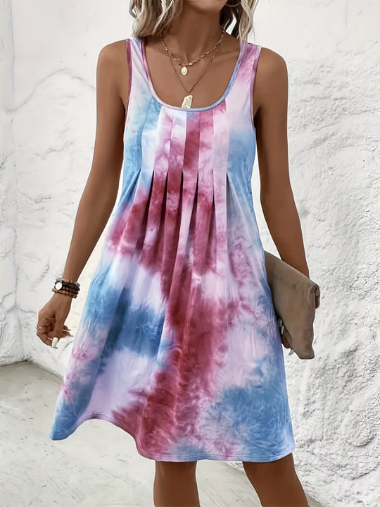 Bohemian Sleeveless Relaxed Fit Tie-Dye Dress