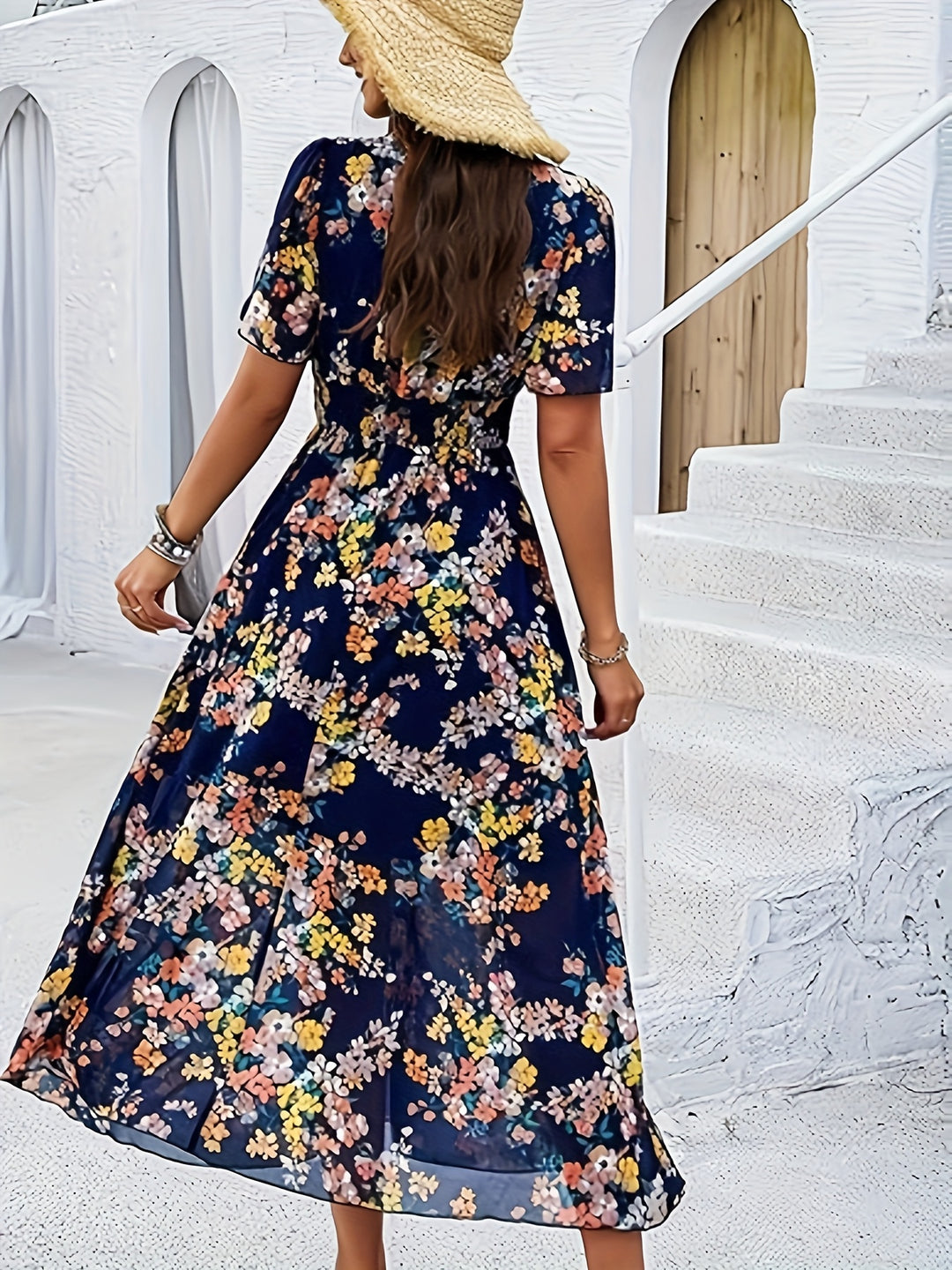 Casual Flutter Sleeve Floral Flowy Maxi