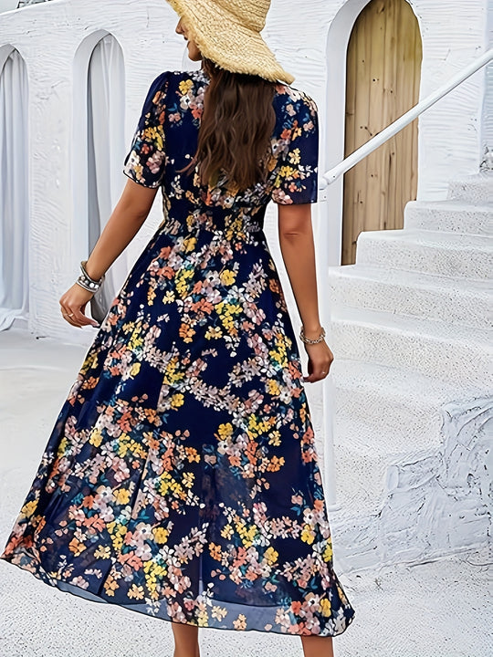 Casual Flutter Sleeve Floral Flowy Maxi