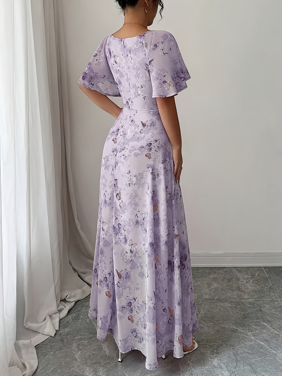 Elegant Sweetheart Neck Floral Maxi Dress