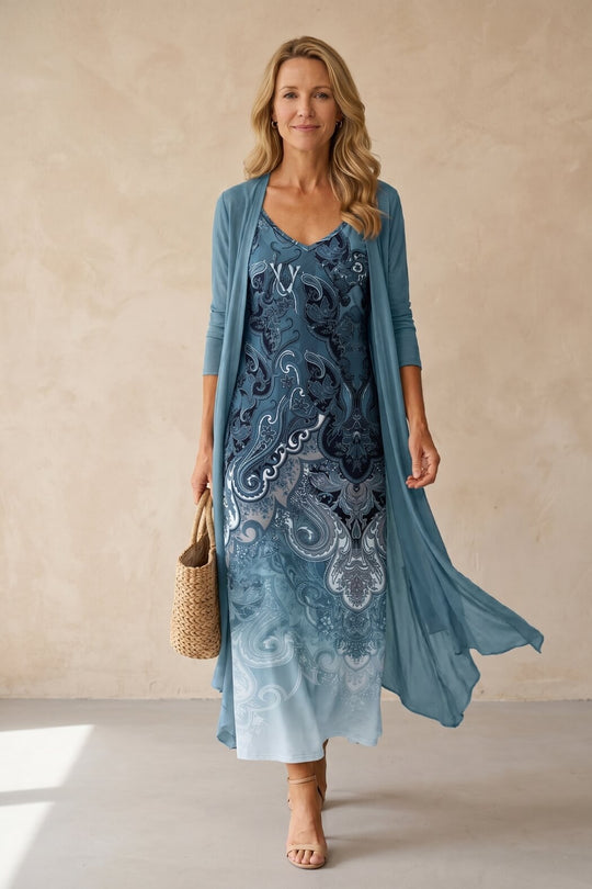 Blue Ombre Paisley Two Piece
