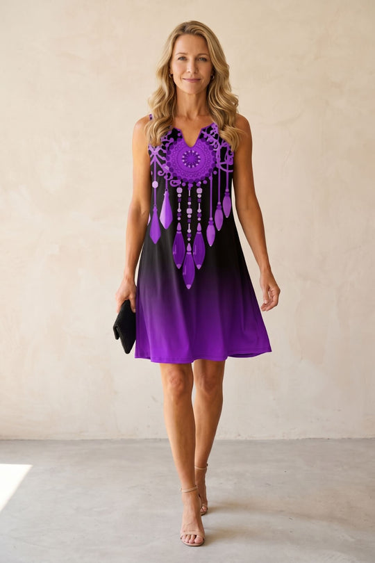 Bohemian Dreamcatcher Print Sleeveless Mini Dress
