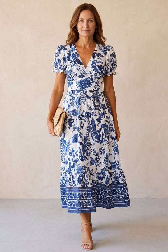 Bohemian Floral Puff Sleeve Maxi Dress