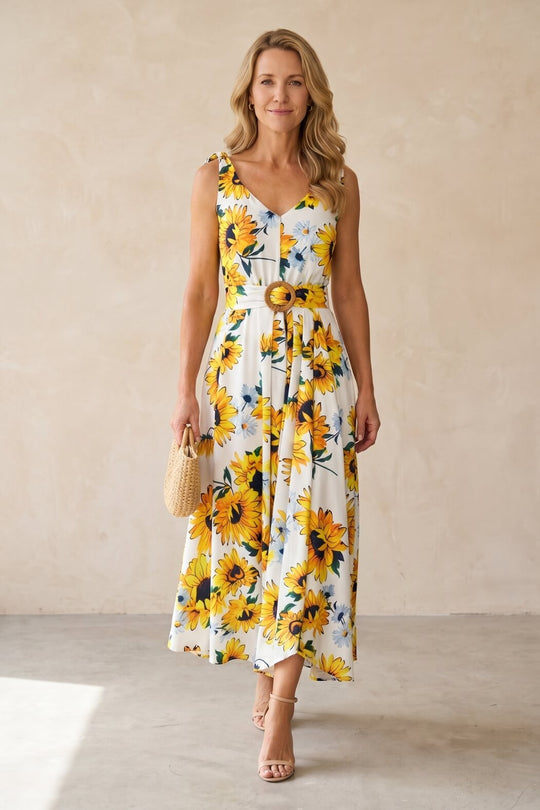 Bohemian Floral Tie Strap Maxi Dress