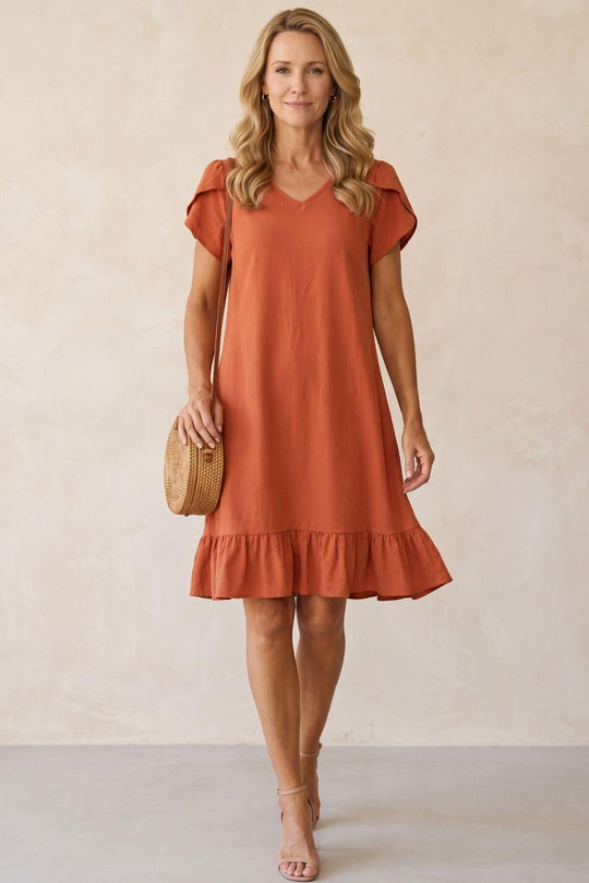 Bohemian Flutter Sleeve Tiered Mini Dress