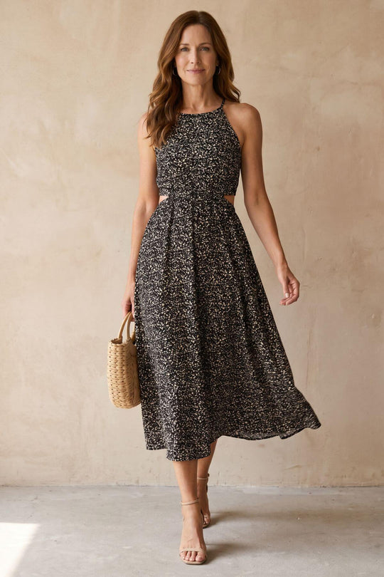 Bohemian Halter Neck Cutout Maxi Dress