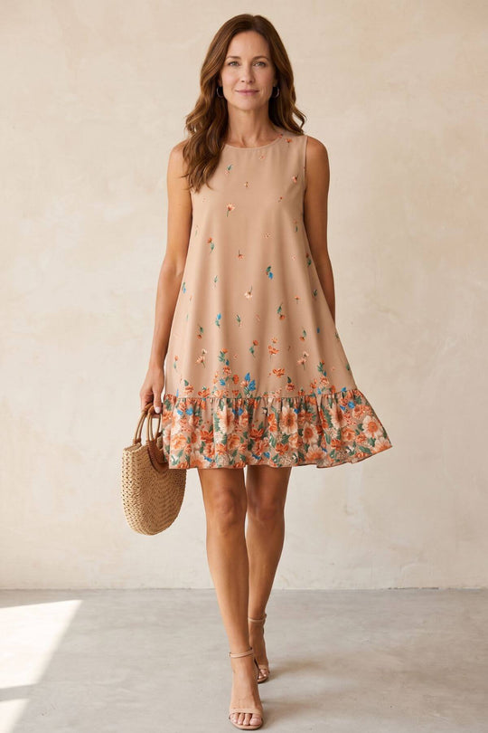 Bohemian Mixed Floral Sleeveless Dress