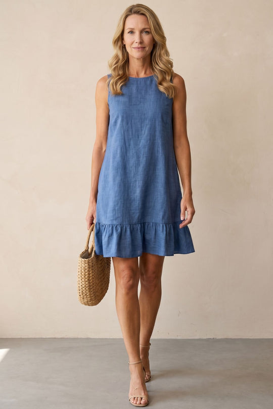 Bohemian Sleeveless Ruffle Bottom Dress