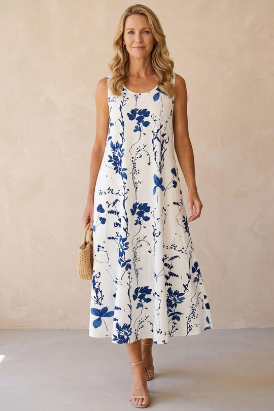 Boho Floral Scoop Neck Summer Dress