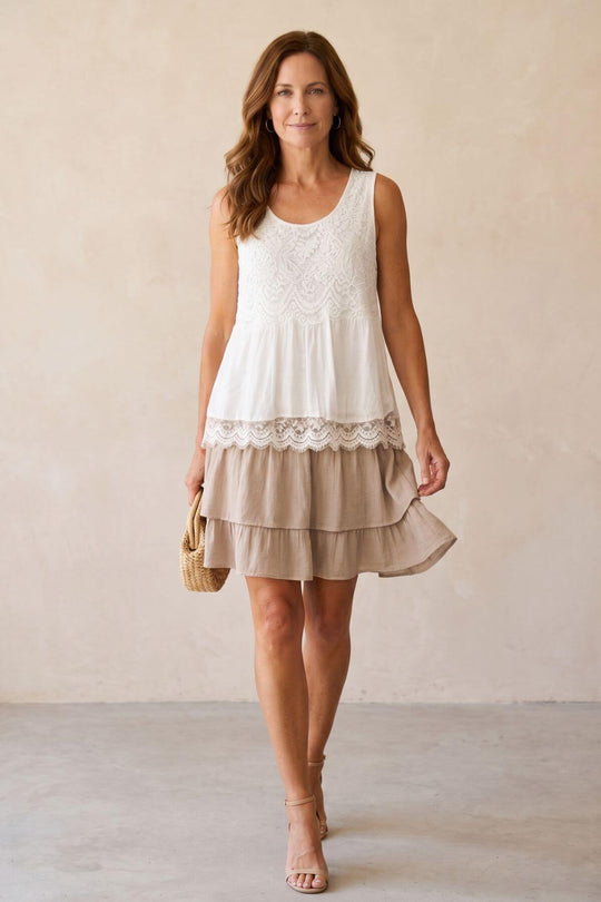 Boho Layered Crinkle Skirt Summer Dress