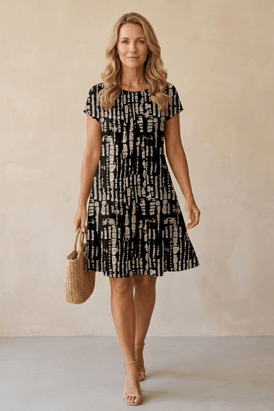 Casual Abstract Print Round Neck Dress