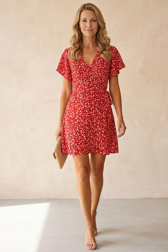 Casual Beach Flutter Sleeve Mini Dress