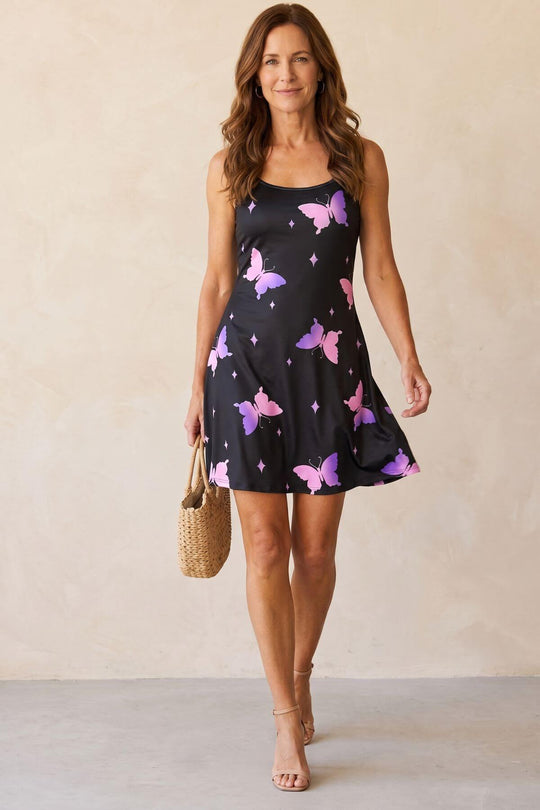 Casual Butterfly Print Slip Mini Dress