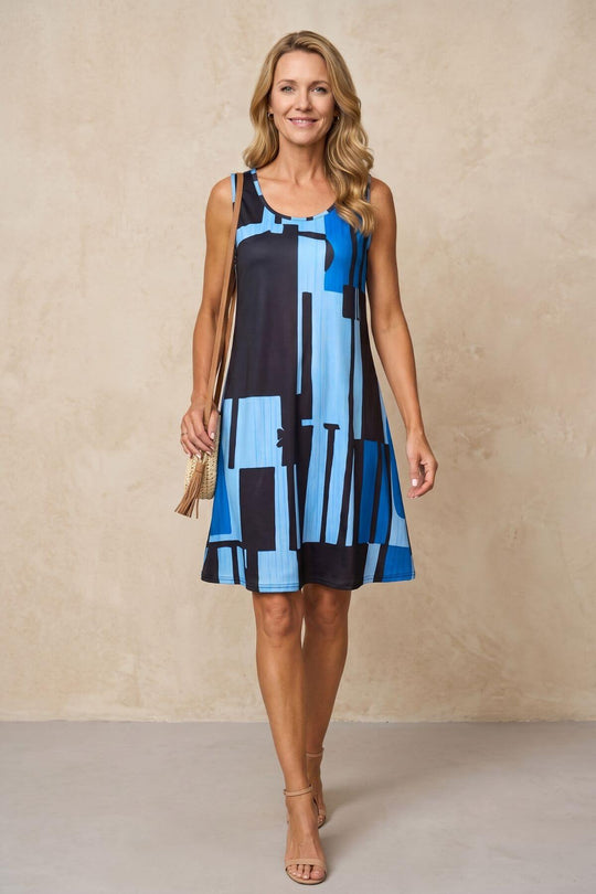 Casual Geometric Print Sleeveless Mini Dress