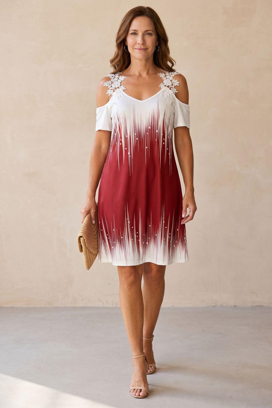 Casual Gradient Cold Shoulder Mini Dress