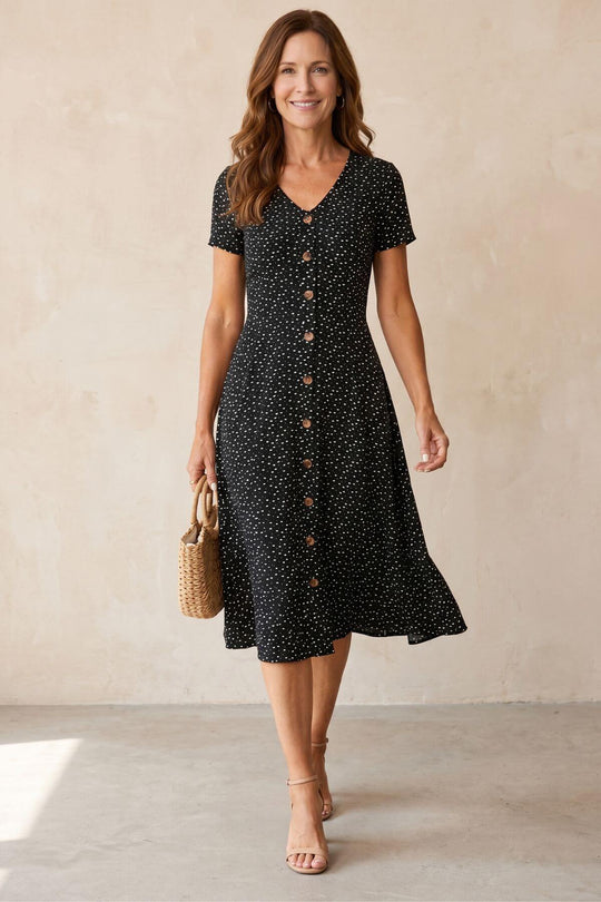 Casual Heart Print V-Neck Dress
