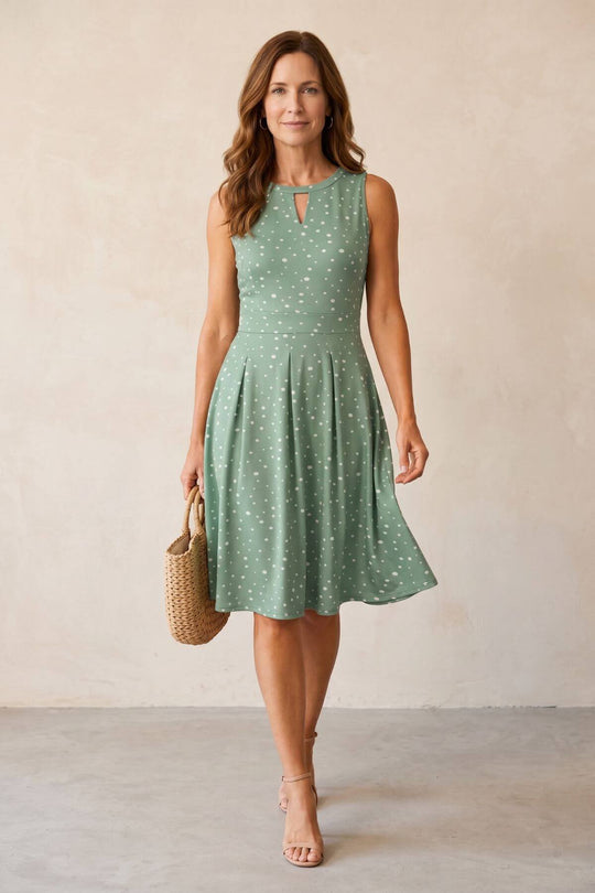 Casual Keyhole Neck Midi Dress