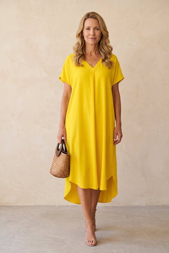 Casual Oversized V-Neck Summer Midi Dress