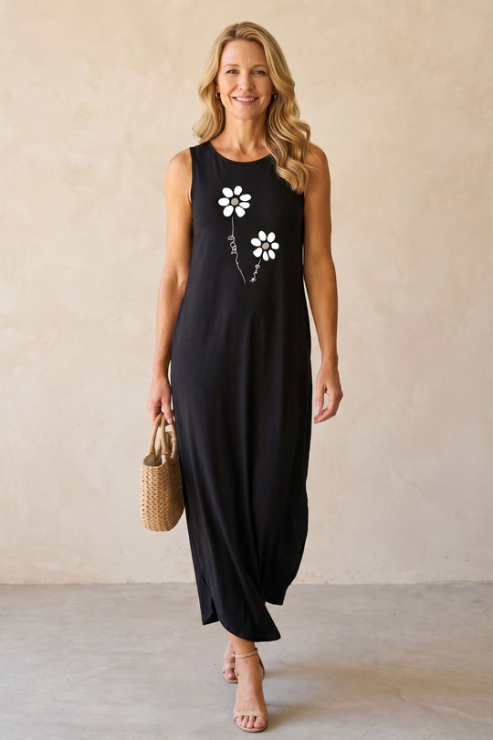 Casual Sleeveless Floral Print Maxi Bohemian Dress