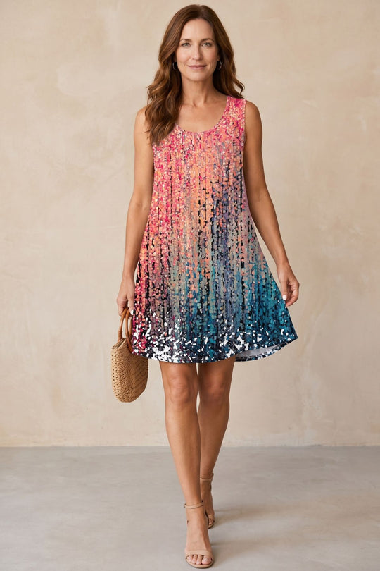 Casual Speckled Print Loose Fit Dress