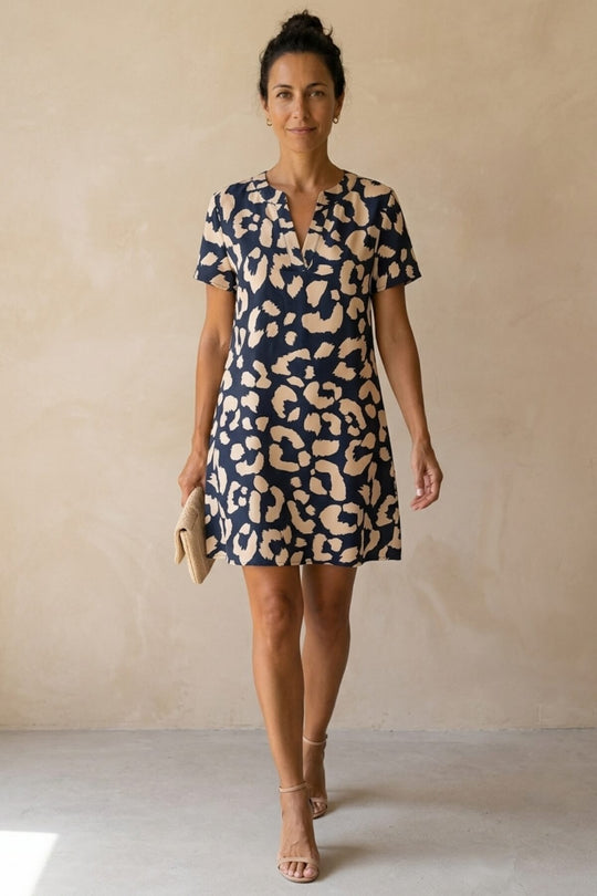 Chic V-Neck Leopard Print Mini Dress