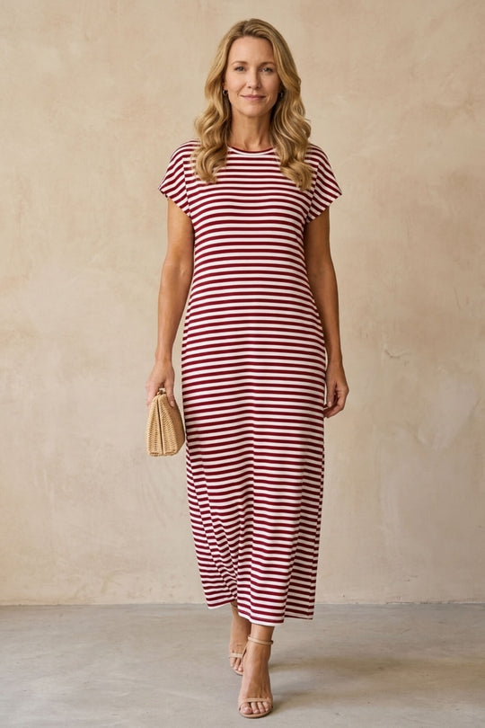 Classic Summer Striped Column Dress - Plus Size