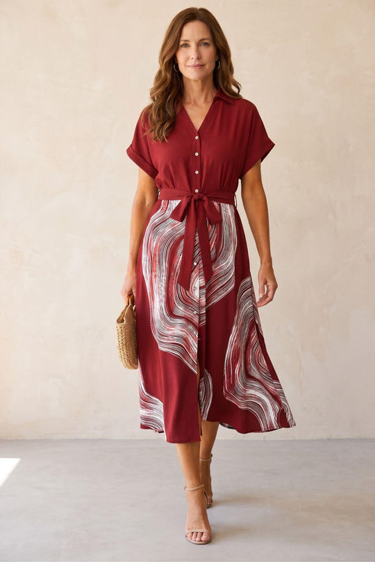 Collared V-Neck Button Down Summer Maxi Dress