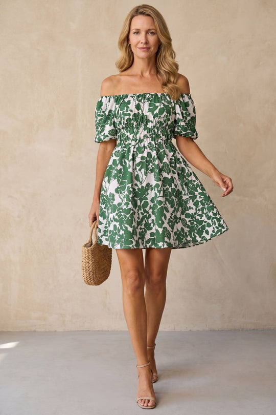 Floral Print Off-Shoulder A-Line Mini Dress