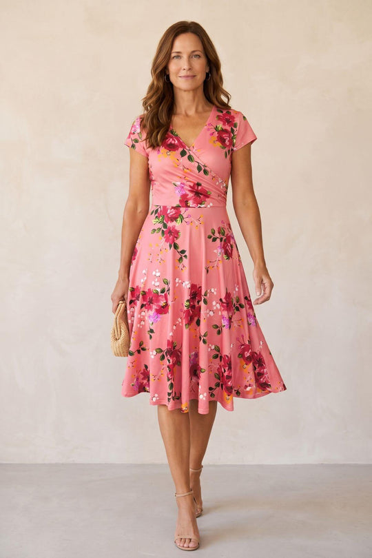 Floral Surplice V-Neck Summer Pocket Dress