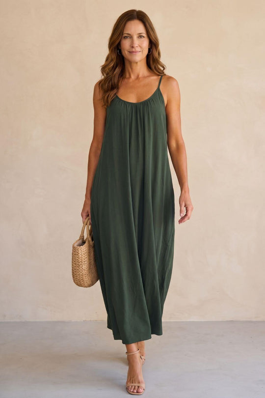 Flowy Relaxed Silhouette Floor-Length Boho Dress