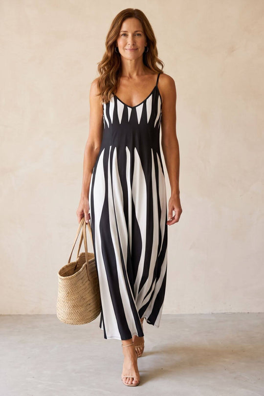 Flowy Vertical Stripe Maxi Dress