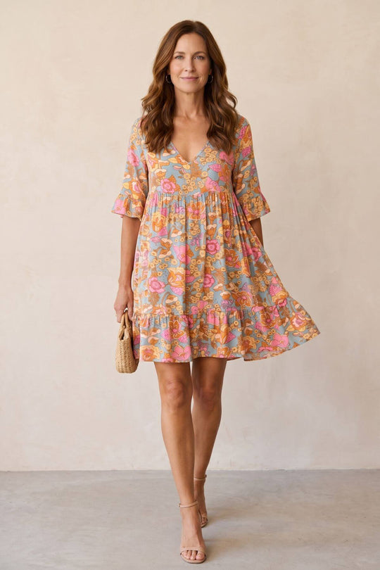 Loose Fit Boho Tiered Hem Summer Dress