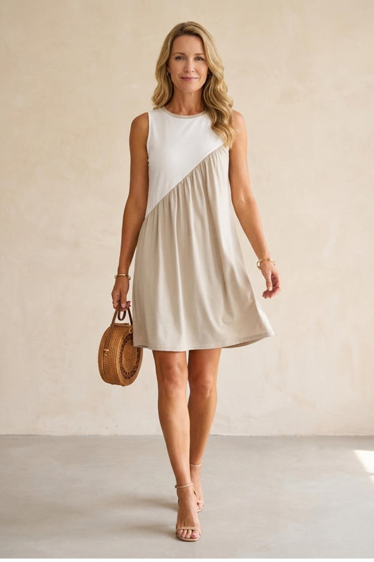 Modern Color Block Shift Mini Dress