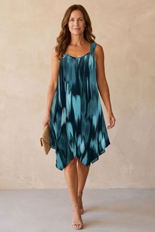 Plus Size Casual Sleeveless Abstract Graphic Boho Summer Dress