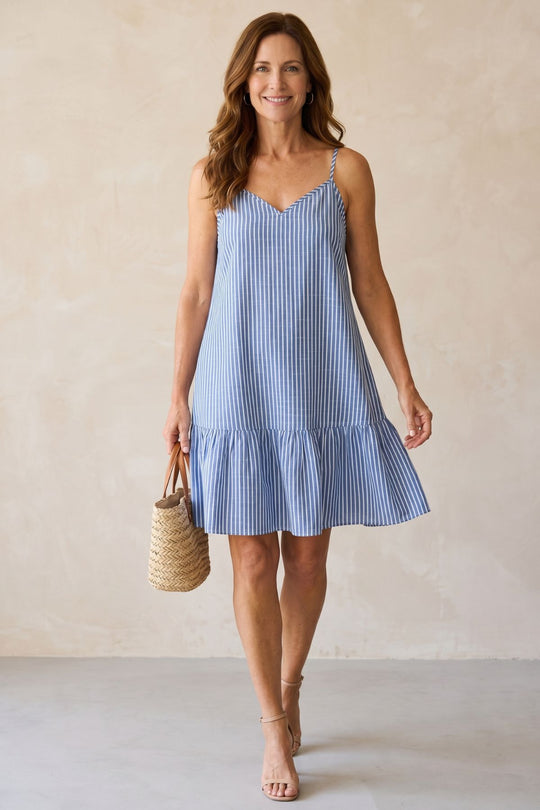 Plus Size Casual Spaghetti Strap Striped Boho Dress