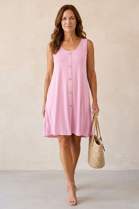 Plus Size Sleeveless Button Front Pocket Boho Summer Dress